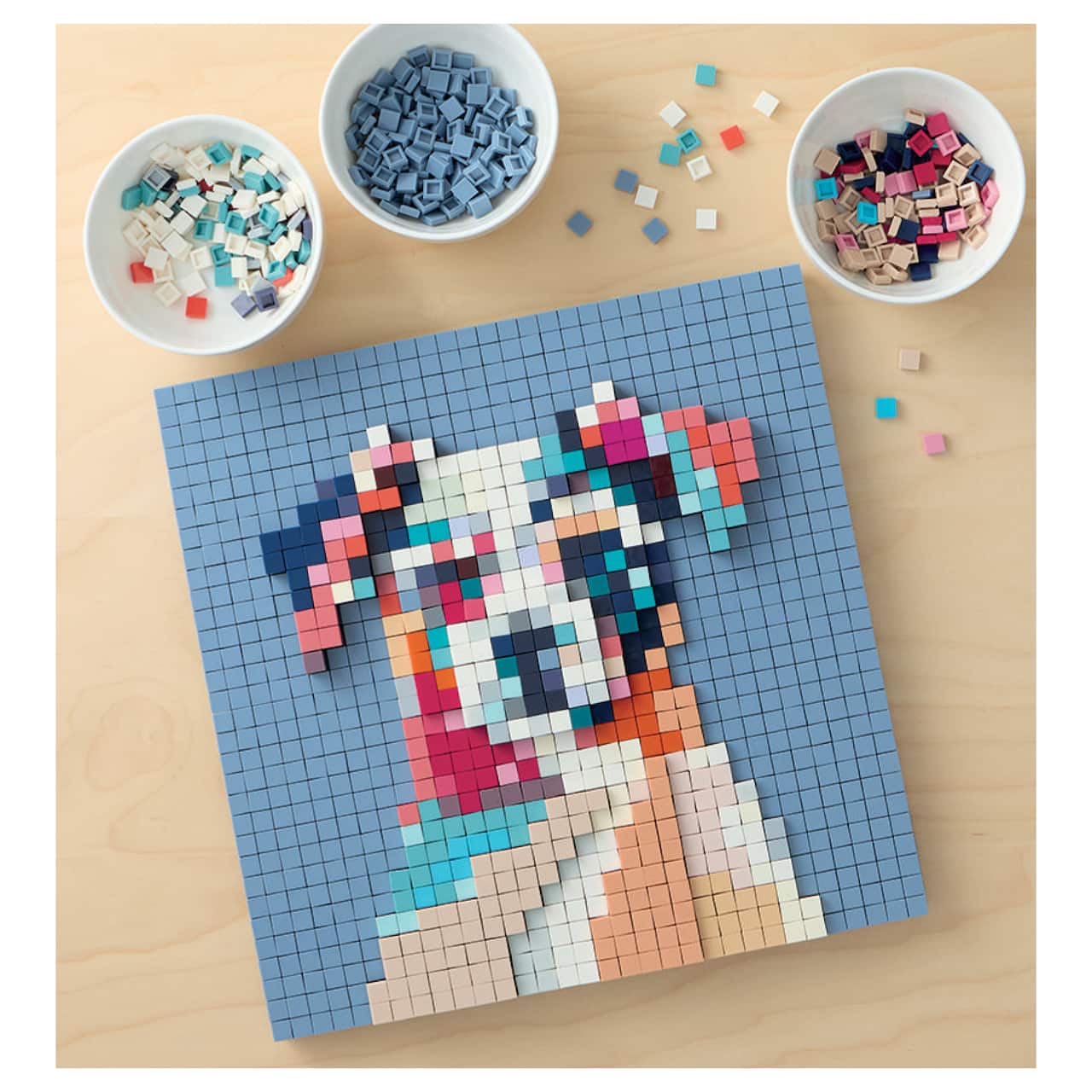10" x 10" Colourful Dog Pixelated Brick Art Kit by Make Market®